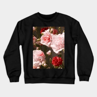 Pink & Red Roses All Over Print Crewneck Sweatshirt